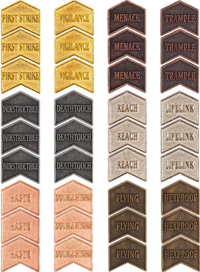 LAMJAM 36 Pieces Magic The Gathering Antique Metal Token Counter MTG Keyword Counters Creature Stats Buff Tokens for CCG Card Gaming Accessories - Image 1